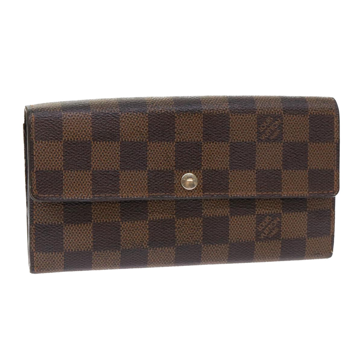 LOUIS VUITTON Damier Ebene Portefeuille Sarah Long Wallet N61734 LV Auth 47580