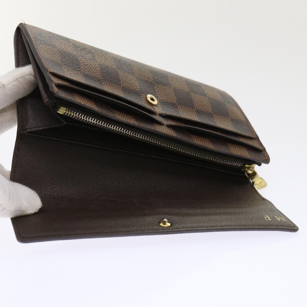 LOUIS VUITTON Damier Ebene Portefeuille Sarah Long Wallet N61734 LV Auth 47580