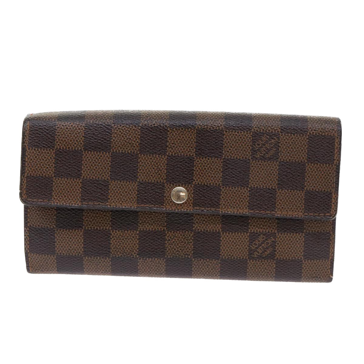 LOUIS VUITTON Damier Ebene Portefeuille Sarah Long Wallet N61734 LV Auth 47580