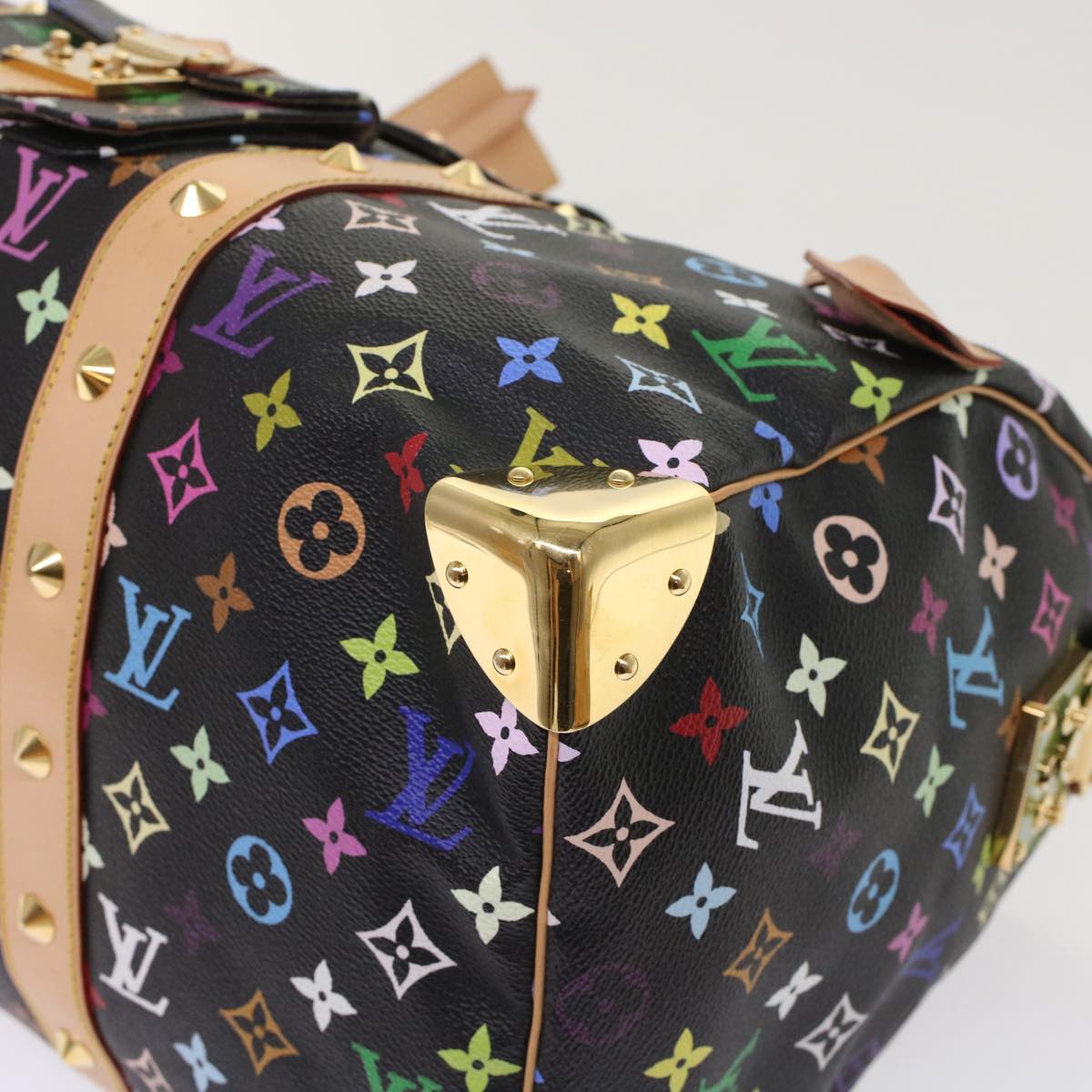 LOUIS VUITTON Monogram Multicolor Keepall 45 Boston Bag Black M92640 Auth 47622A