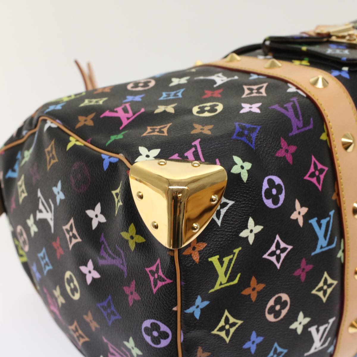 LOUIS VUITTON Monogram Multicolor Keepall 45 Boston Bag Black M92640 Auth 47622A