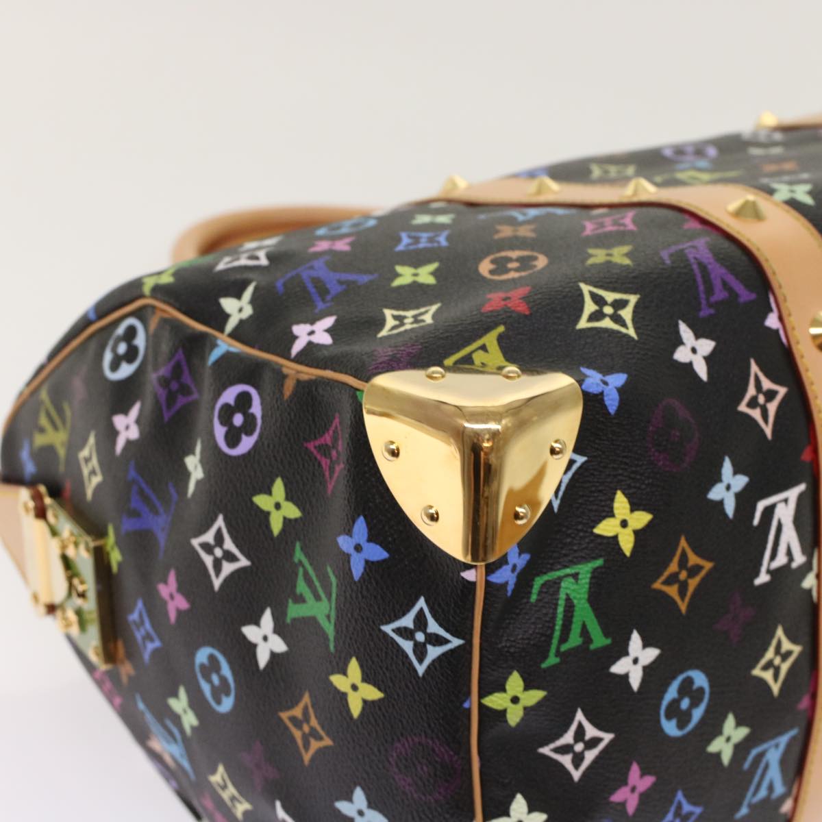 LOUIS VUITTON Monogram Multicolor Keepall 45 Boston Bag Black M92640 Auth 47622A