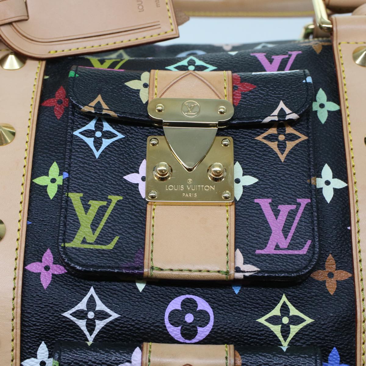 LOUIS VUITTON Monogram Multicolor Keepall 45 Boston Bag Black M92640 Auth 47622A