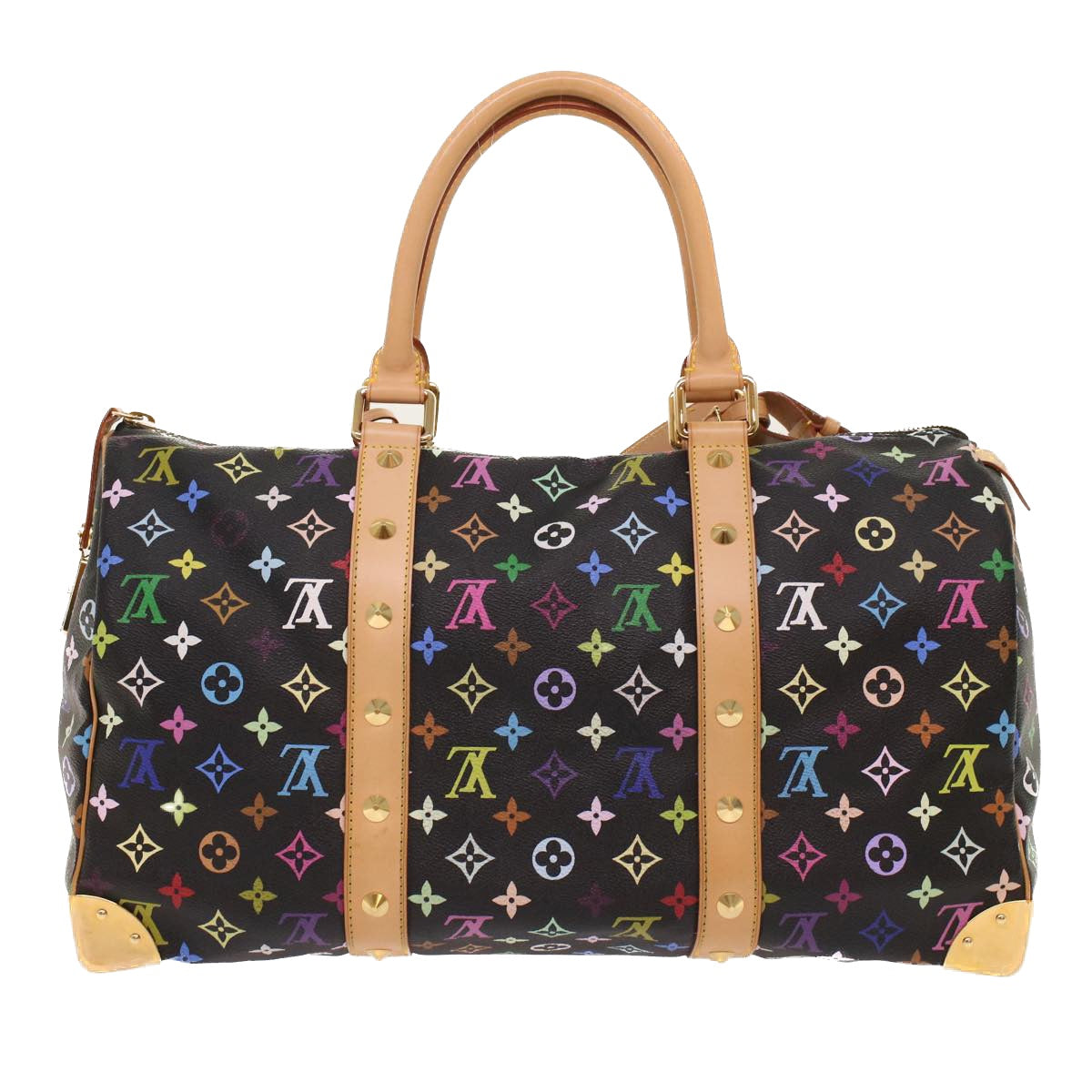 LOUIS VUITTON Monogram Multicolor Keepall 45 Boston Bag Black M92640 Auth 47622A