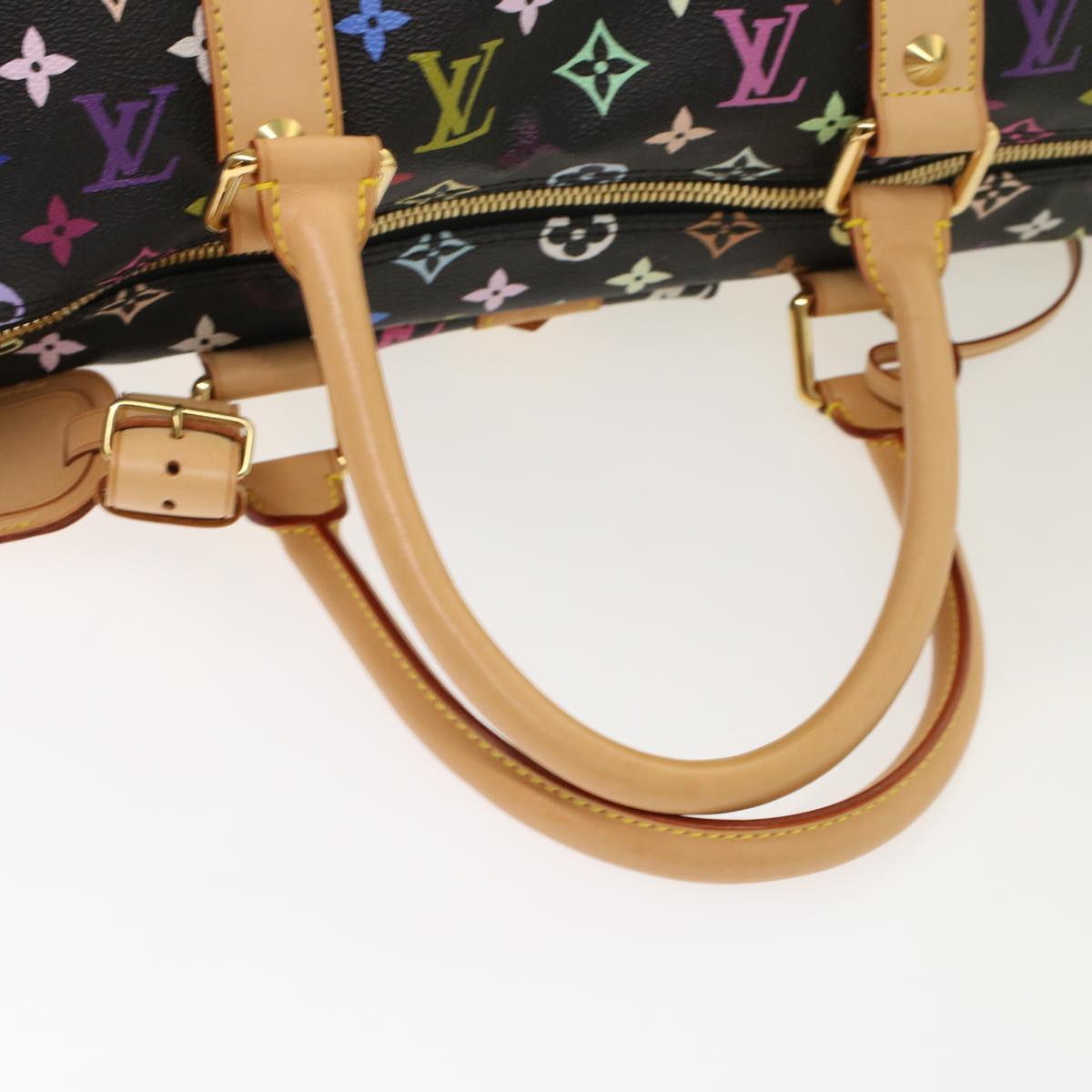 LOUIS VUITTON Monogram Multicolor Keepall 45 Boston Bag Black M92640 Auth 47622A