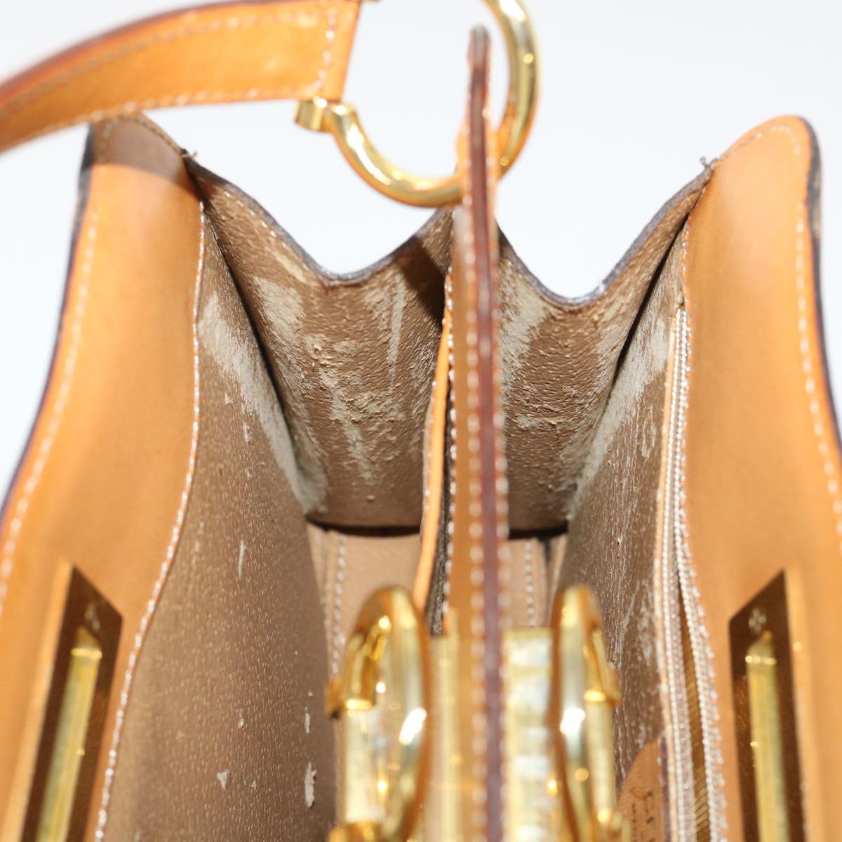 CELINE Macadam Canvas Hand Bag PVC Leather Brown Auth 47659