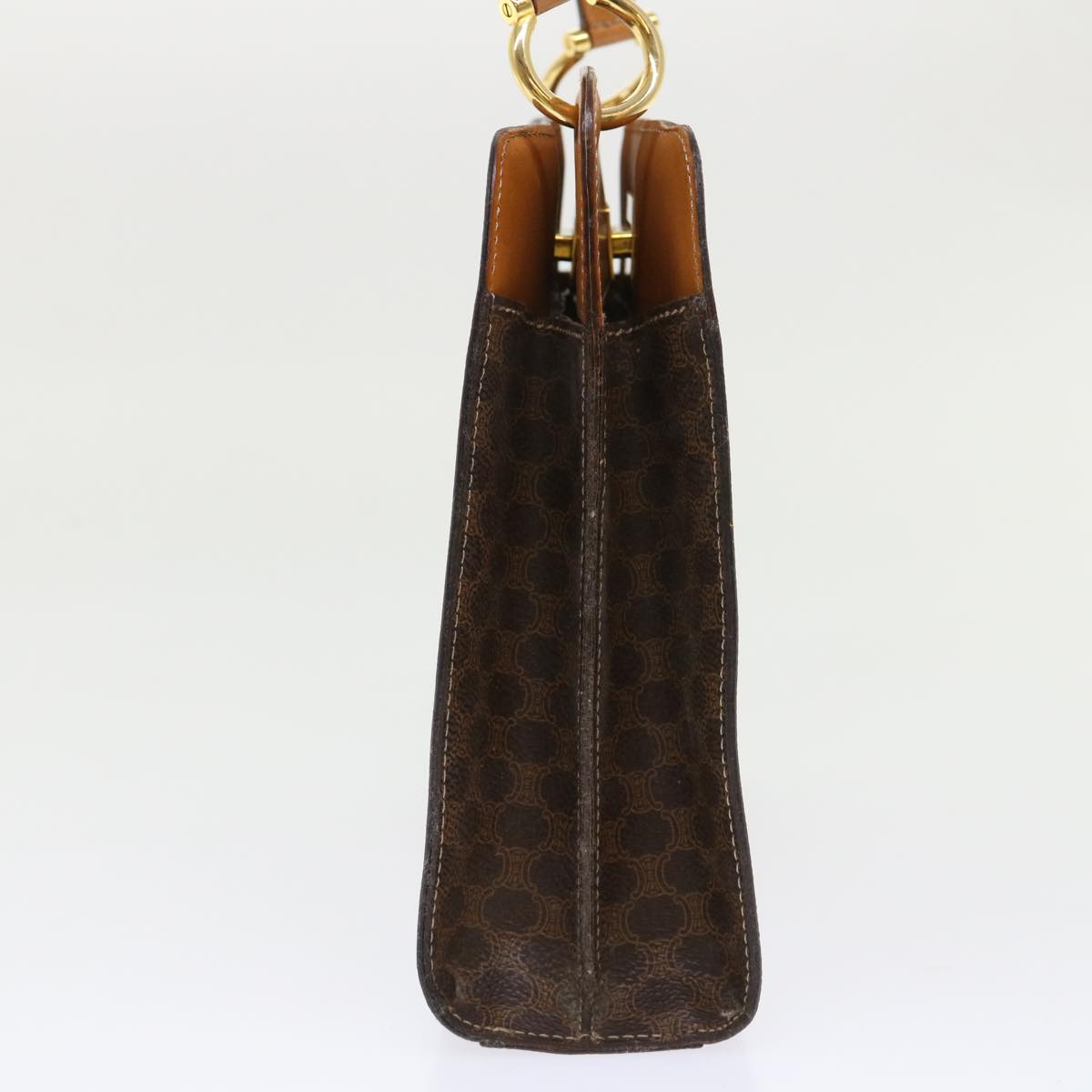 CELINE Macadam Canvas Hand Bag PVC Leather Brown Auth 47659