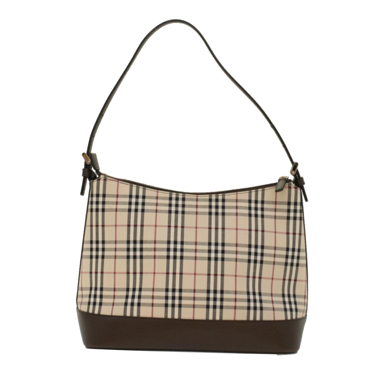 BURBERRY Nova Check Shoulder Bag Nylon Leather Beige Auth 47677