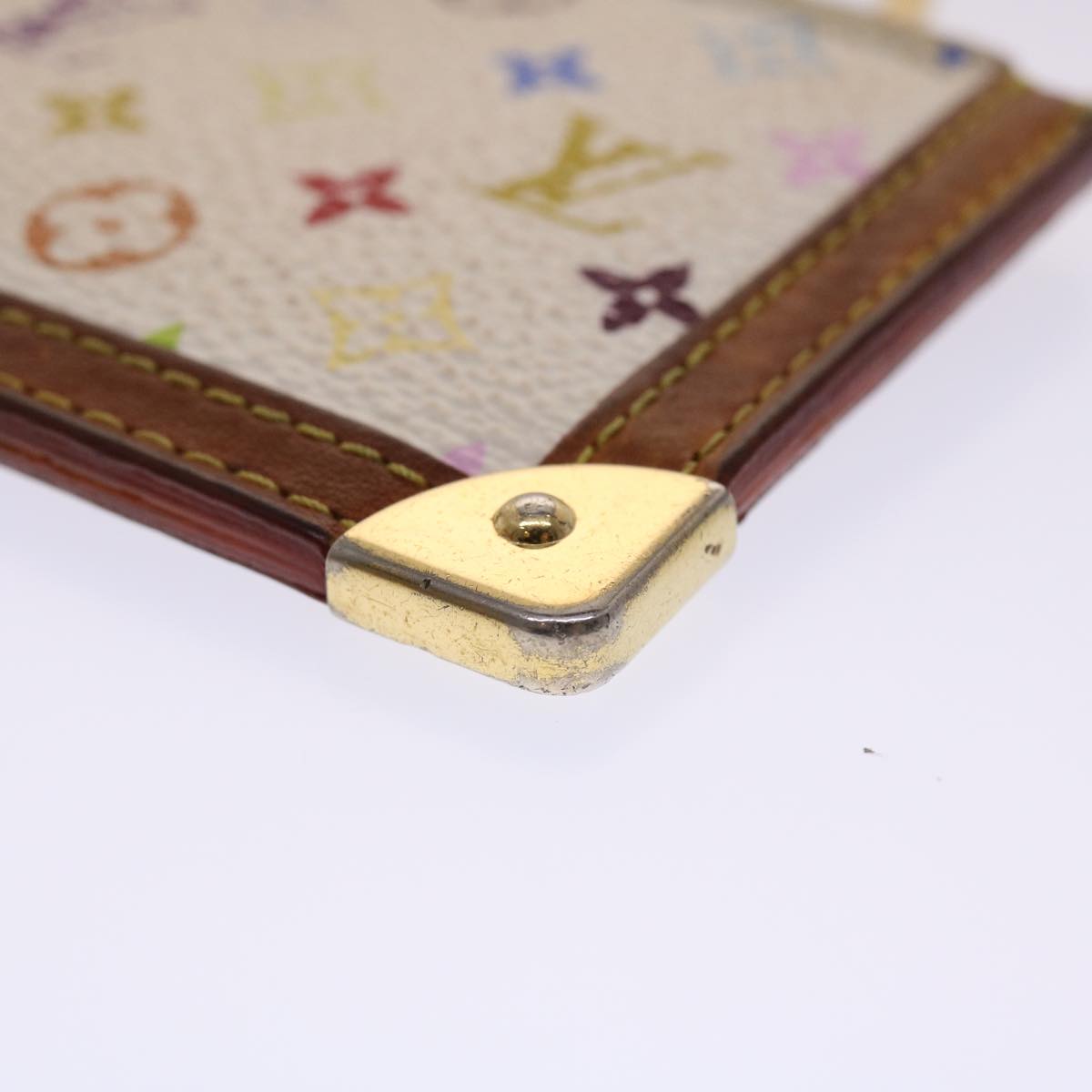 LOUIS VUITTON Monogram Multicolor Pochette Cles Purse White M92655 LV Auth 47823