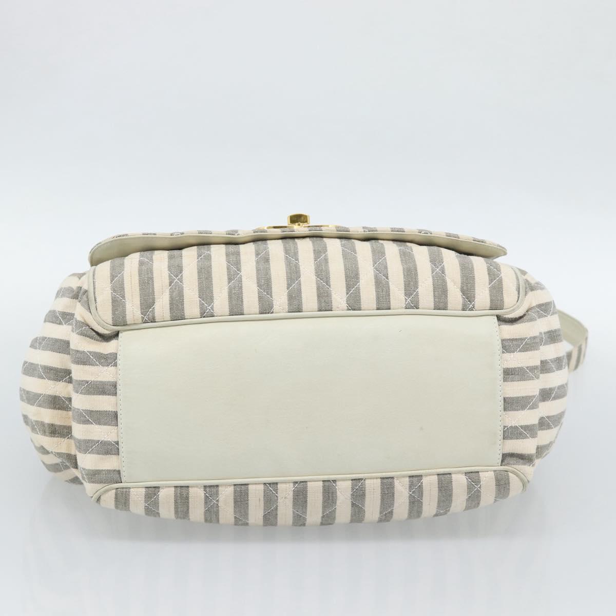 CHANEL Matelasse Shoulder Bag Canvas Light Blue White CC Auth 48071AV