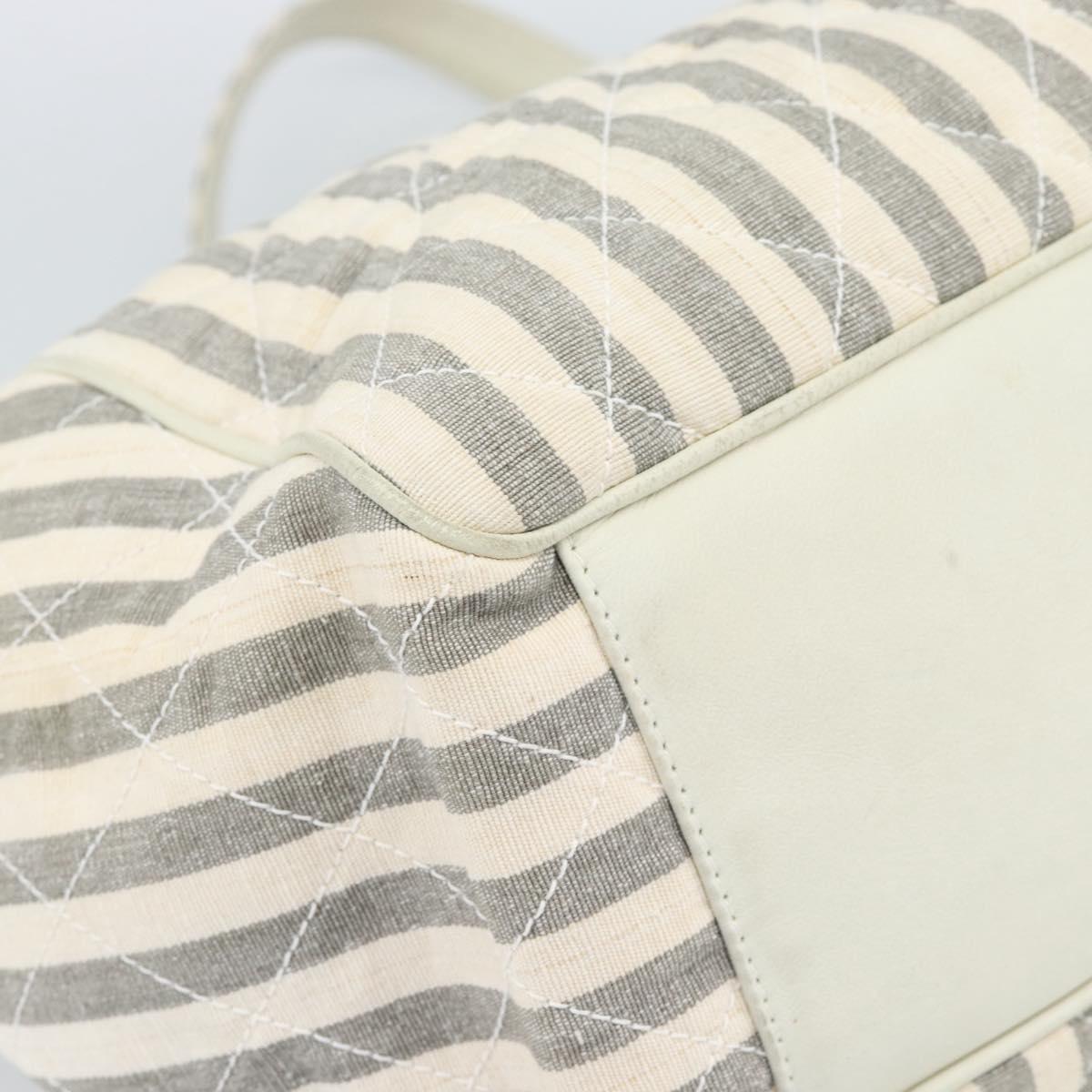 CHANEL Matelasse Shoulder Bag Canvas Light Blue White CC Auth 48071AV