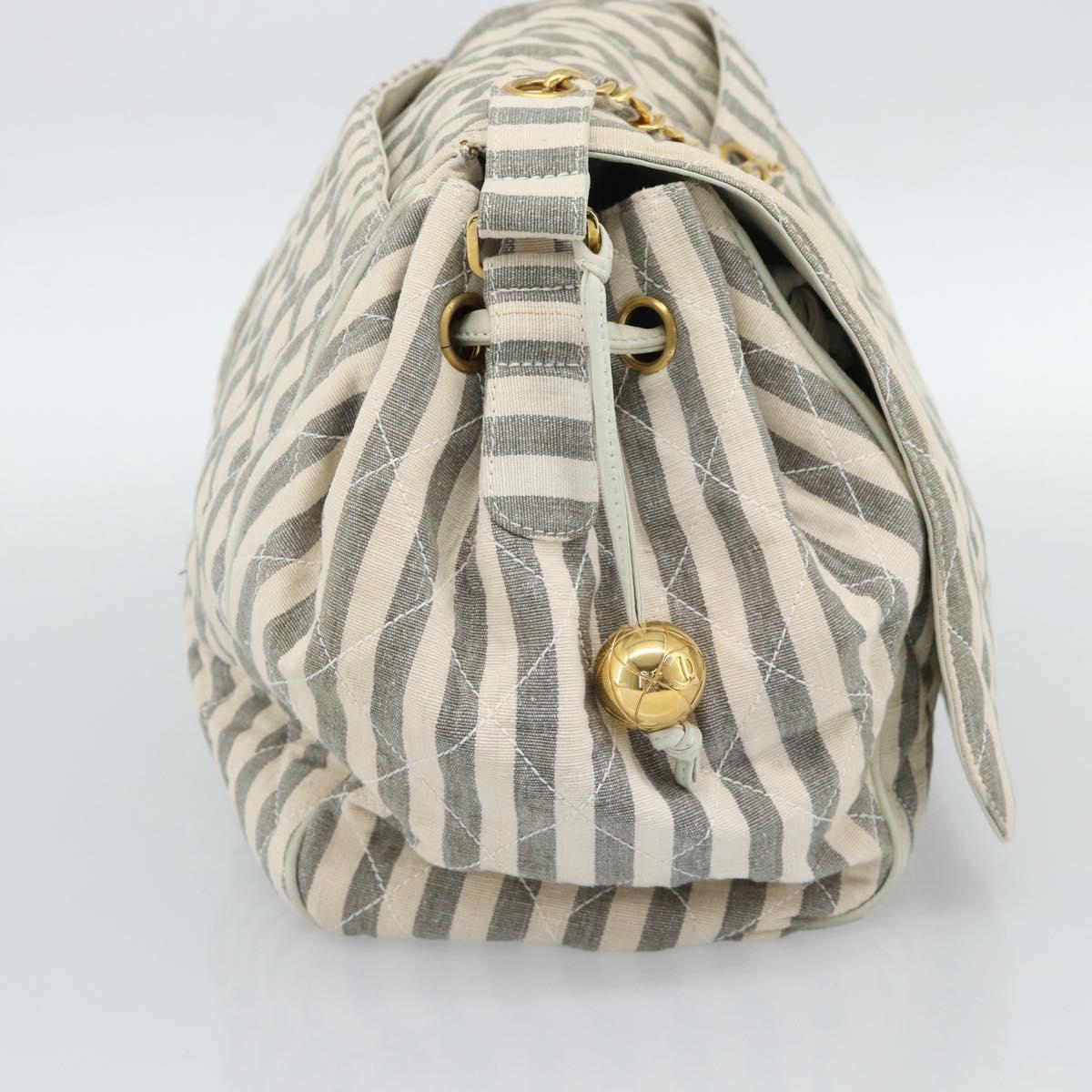 CHANEL Matelasse Shoulder Bag Canvas Light Blue White CC Auth 48071AV