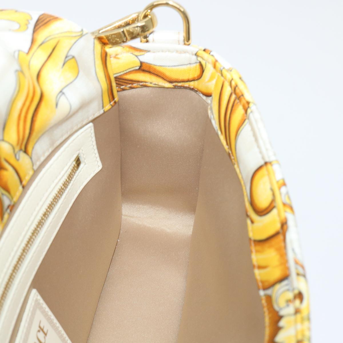 FENDI Baguette Shoulder Bag Polyester 2way White 8BR600 AK2D Auth 48072SM