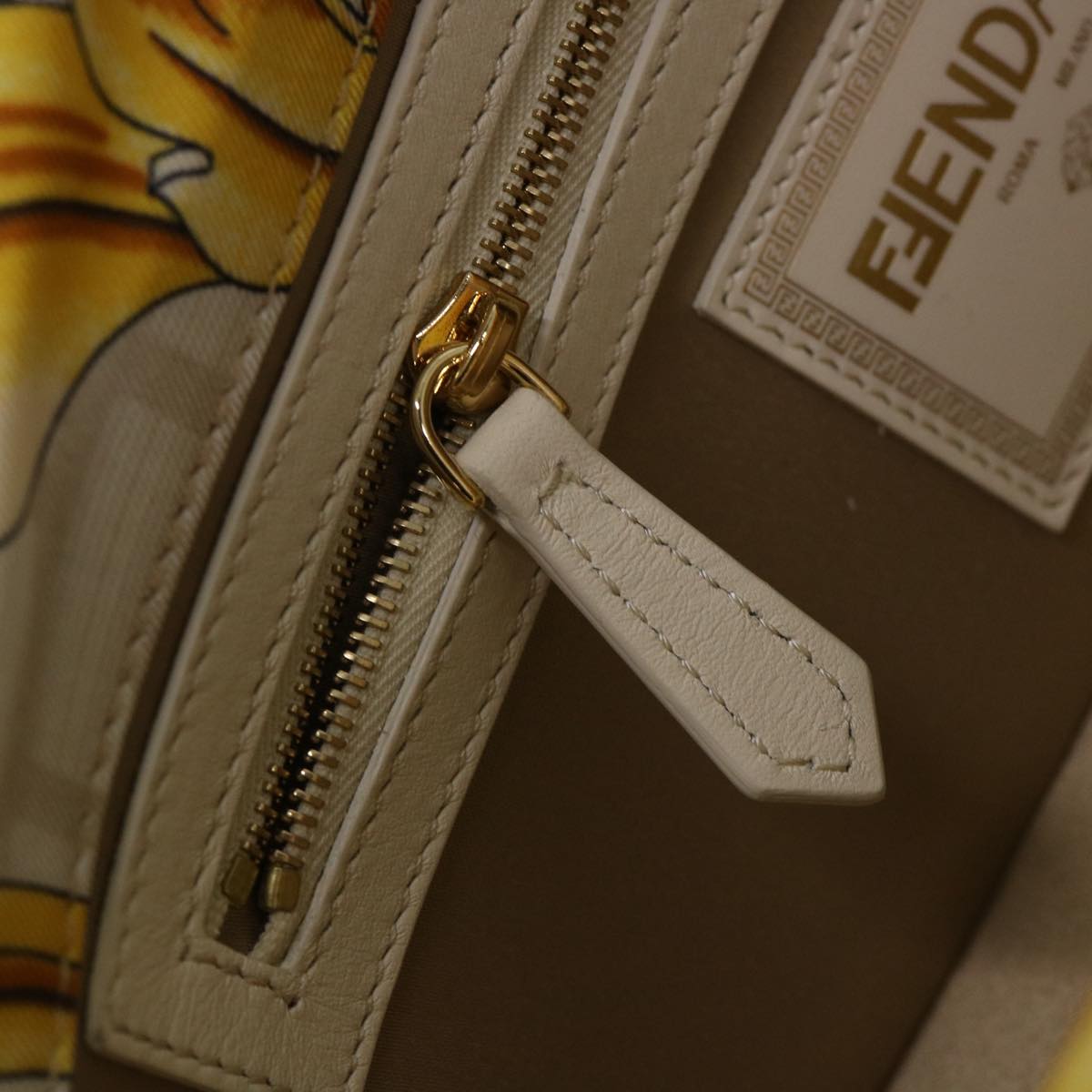 FENDI Baguette Shoulder Bag Polyester 2way White 8BR600 AK2D Auth 48072SM