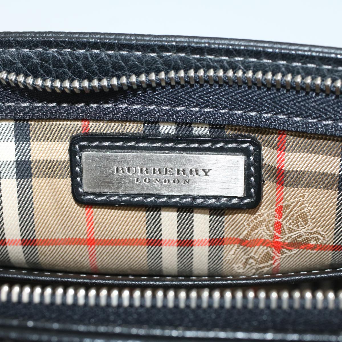 BURBERRY Clutch Bag Leather Black Auth 48120