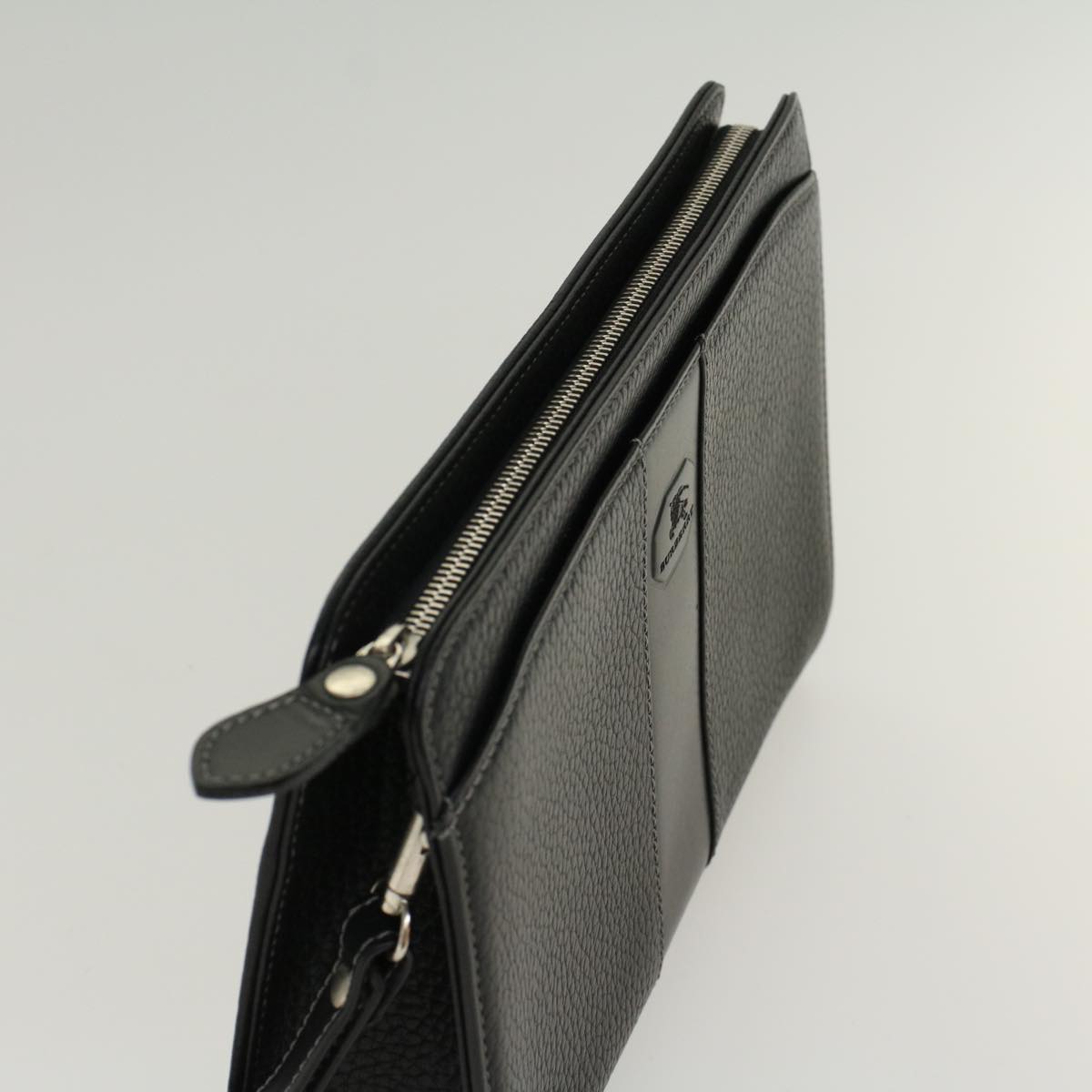 BURBERRY Clutch Bag Leather Black Auth 48120