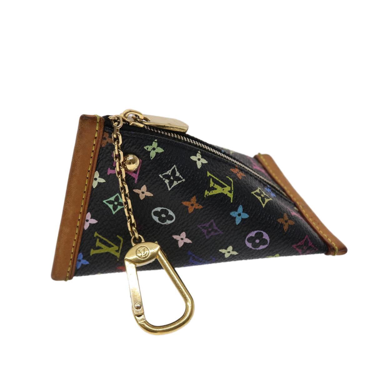 LOUIS VUITTON Monogram Multicolor Berlingo Coin Purse Black M58029 LV Auth 48390