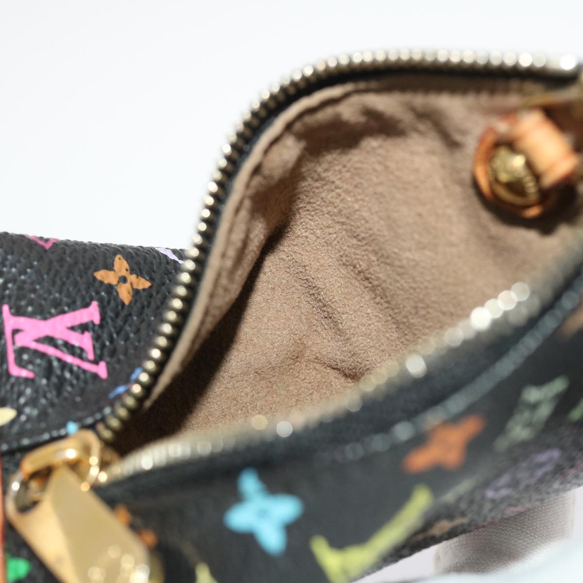 LOUIS VUITTON Monogram Multicolor Berlingo Coin Purse Black M58029 LV Auth 48390