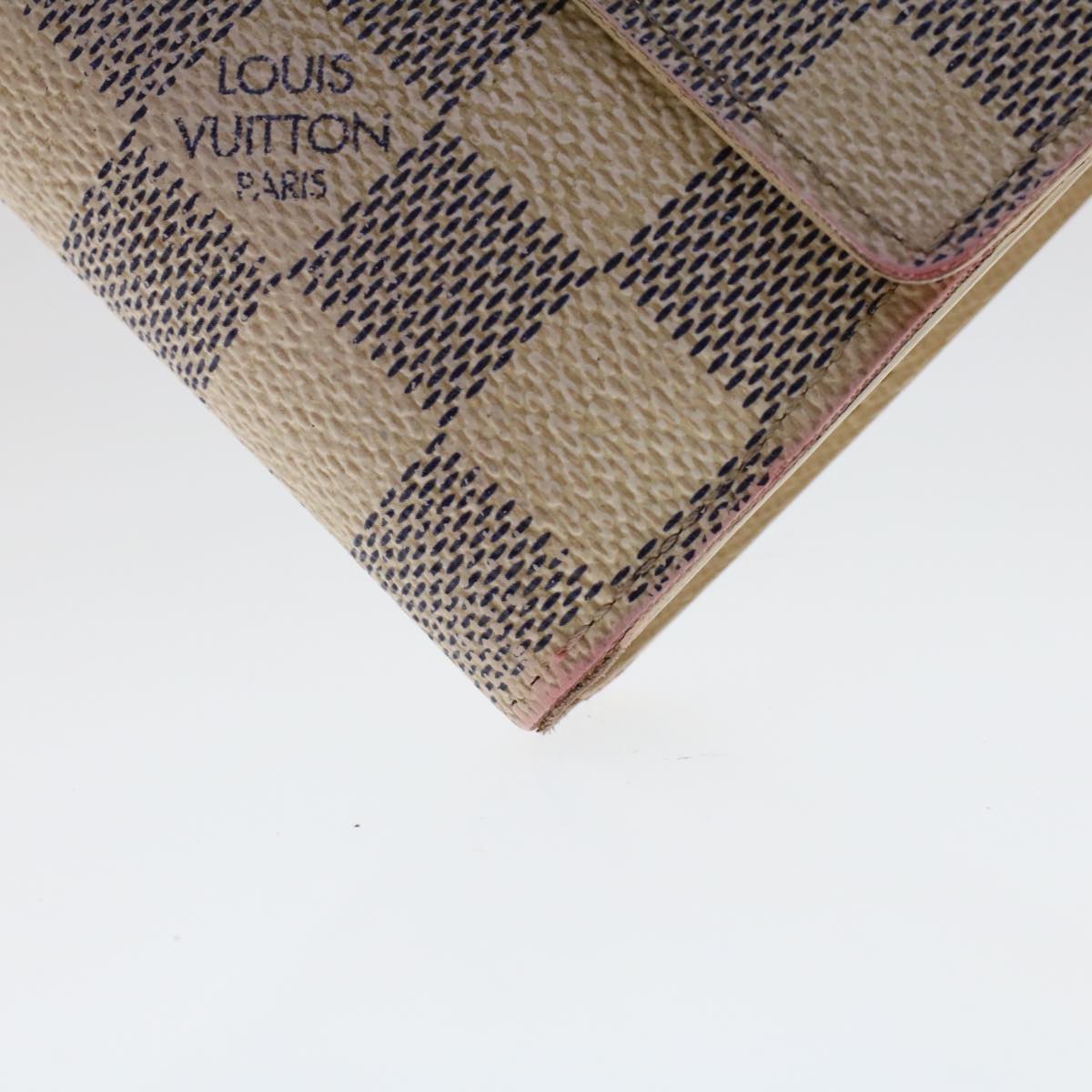 LOUIS VUITTON Damier Azur Portefeuille Sarah Long Wallet N63208 LV Auth 48479