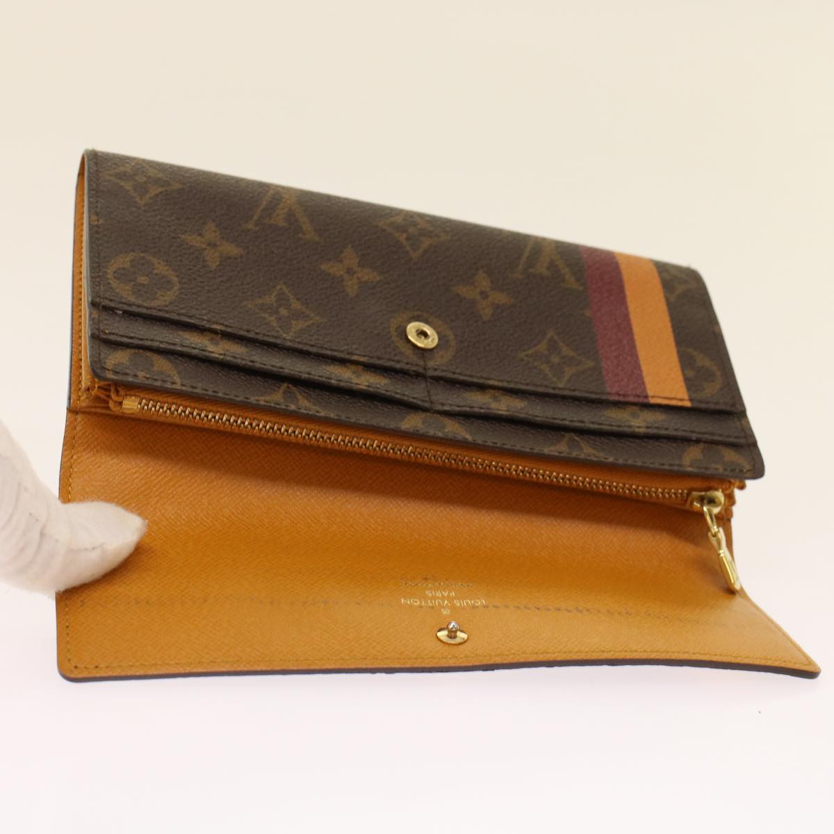 LOUIS VUITTON Monogram Orump Portefeuille Sarah Wallet initials Beige Auth 48651