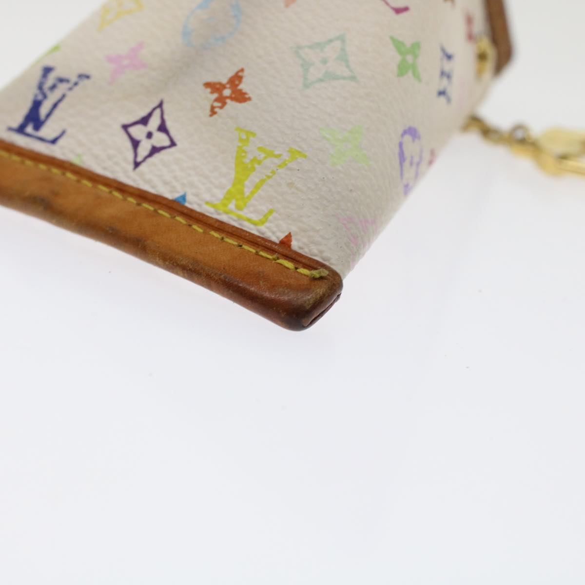 LOUIS VUITTON Monogram Multicolor Berlingo Coin Purse White M58028 Auth 48670