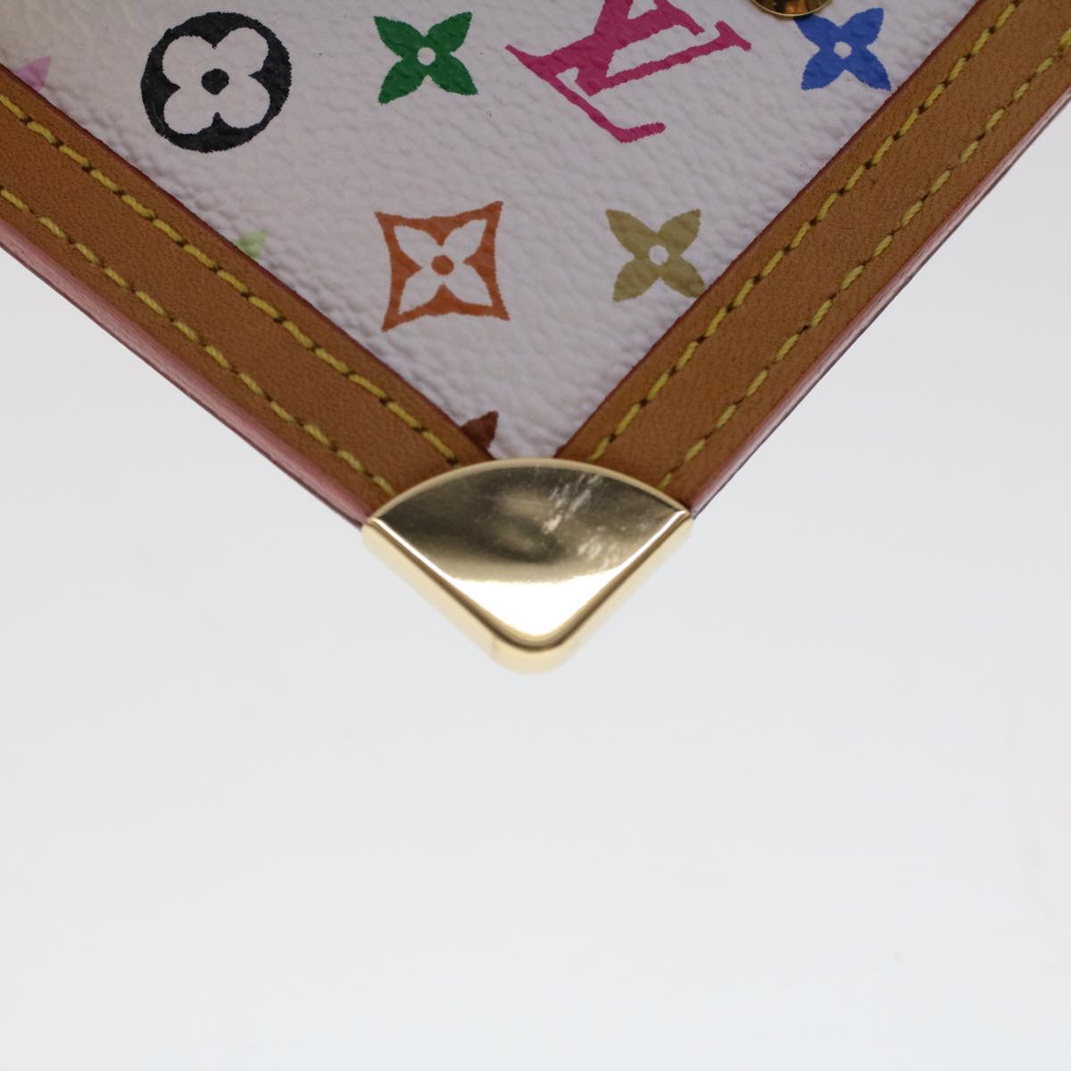 LOUIS VUITTON Monogram Multicolor Pochette Cles Purse White M92655 Auth 48836A