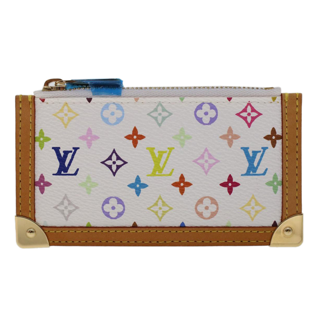 LOUIS VUITTON Monogram Multicolor Pochette Cles Purse White M92655 Auth 48836A