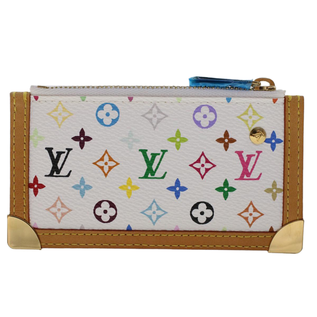 LOUIS VUITTON Monogram Multicolor Pochette Cles Purse White M92655 Auth 48836A