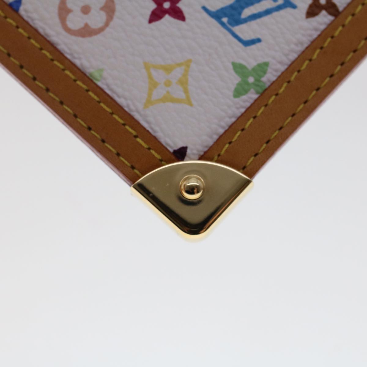 LOUIS VUITTON Monogram Multicolor Pochette Cles Purse White M92655 Auth 48836A