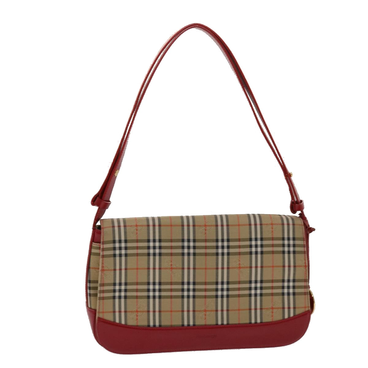 Burberrys Nova Check Shoulder Bag Canvas Leather Beige Red Auth 48849