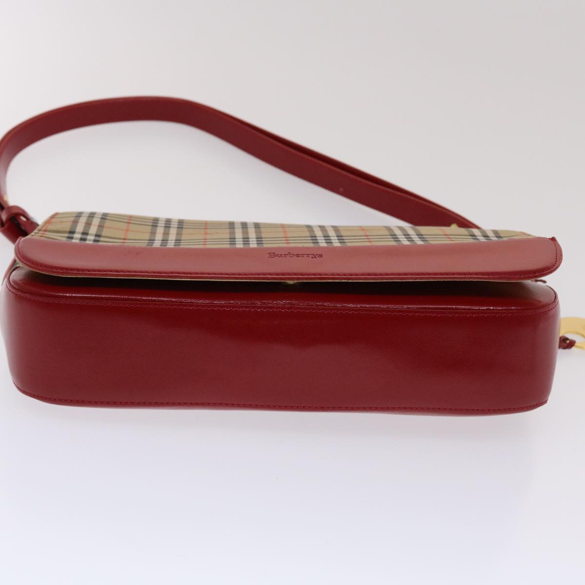 Burberrys Nova Check Shoulder Bag Canvas Leather Beige Red Auth 48849