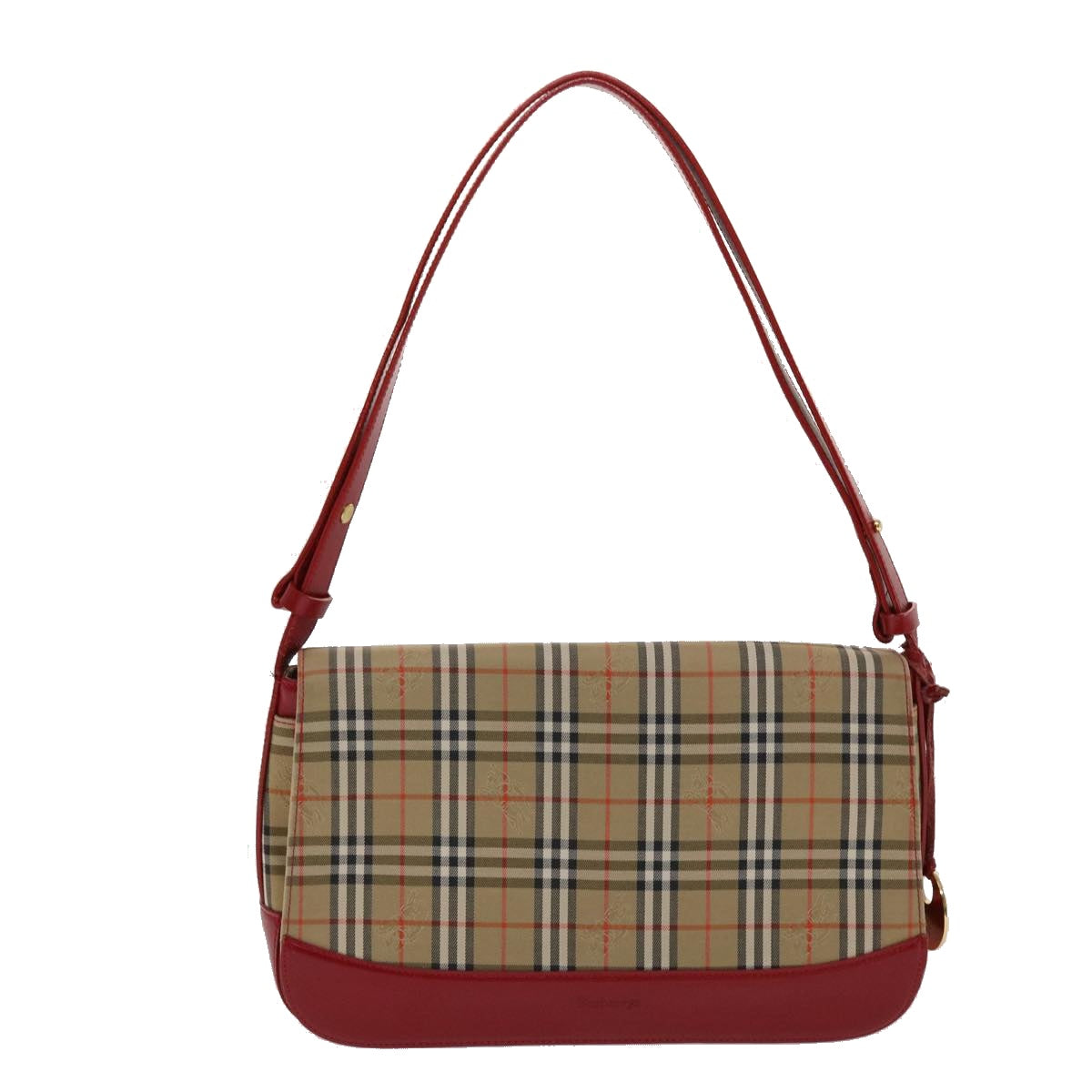 Burberrys Nova Check Shoulder Bag Canvas Leather Beige Red Auth 48849