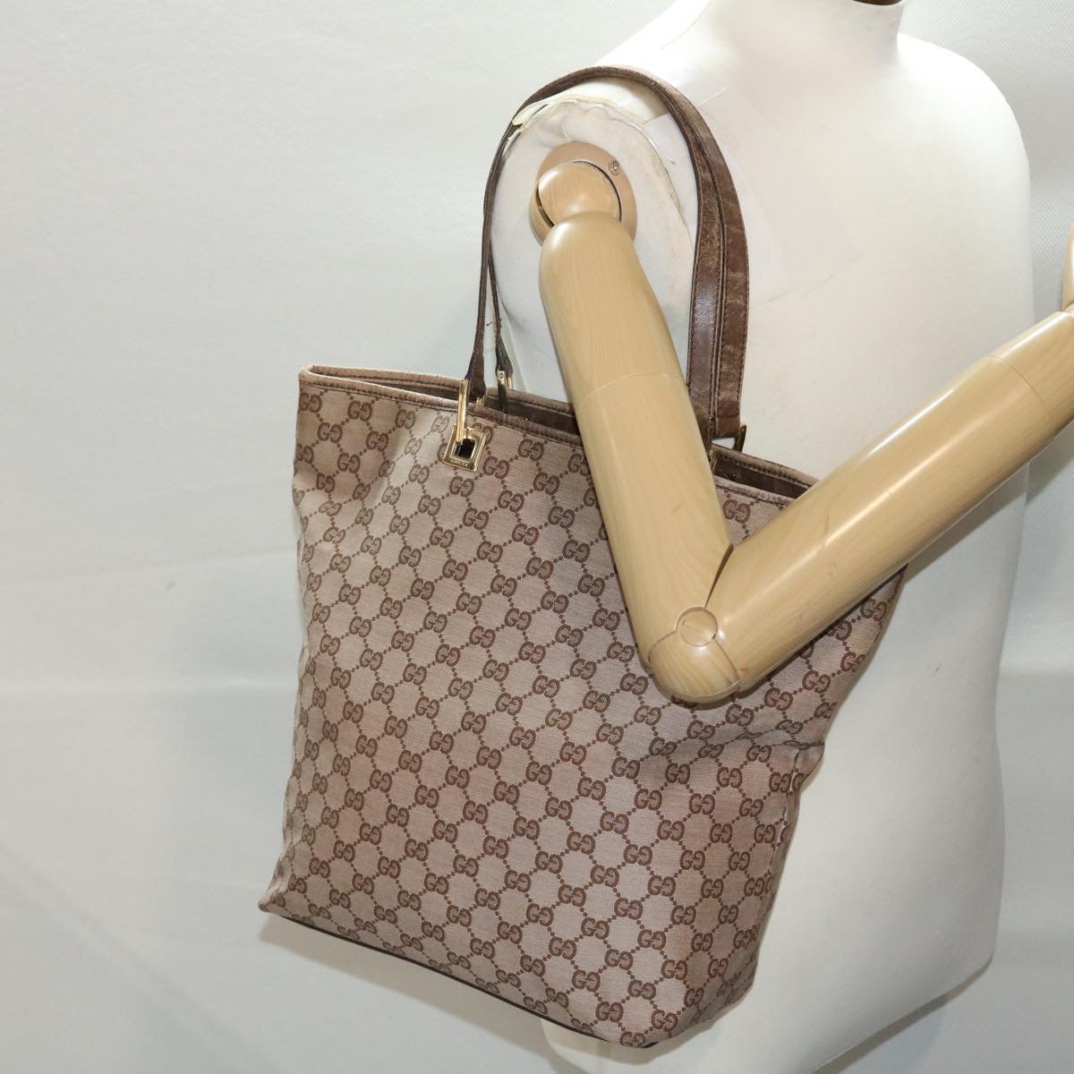 GUCCI GG Canvas Tote Bag Brown Auth 49057