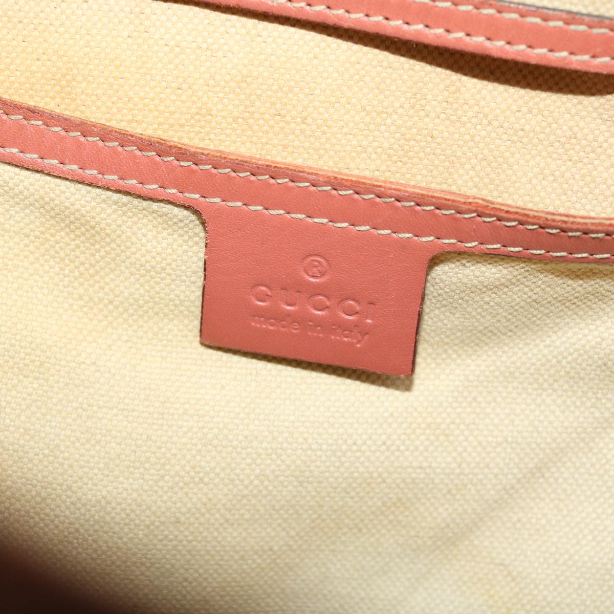 GUCCI GG Canvas Tote Bag PVC Leather Beige Pink Auth 49060