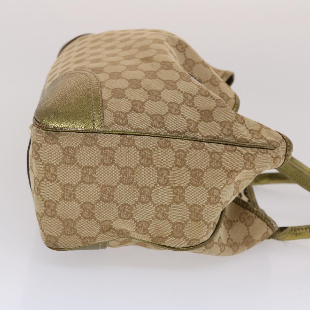 GUCCI GG Canvas Shoulder Bag Beige Gold Auth 49063