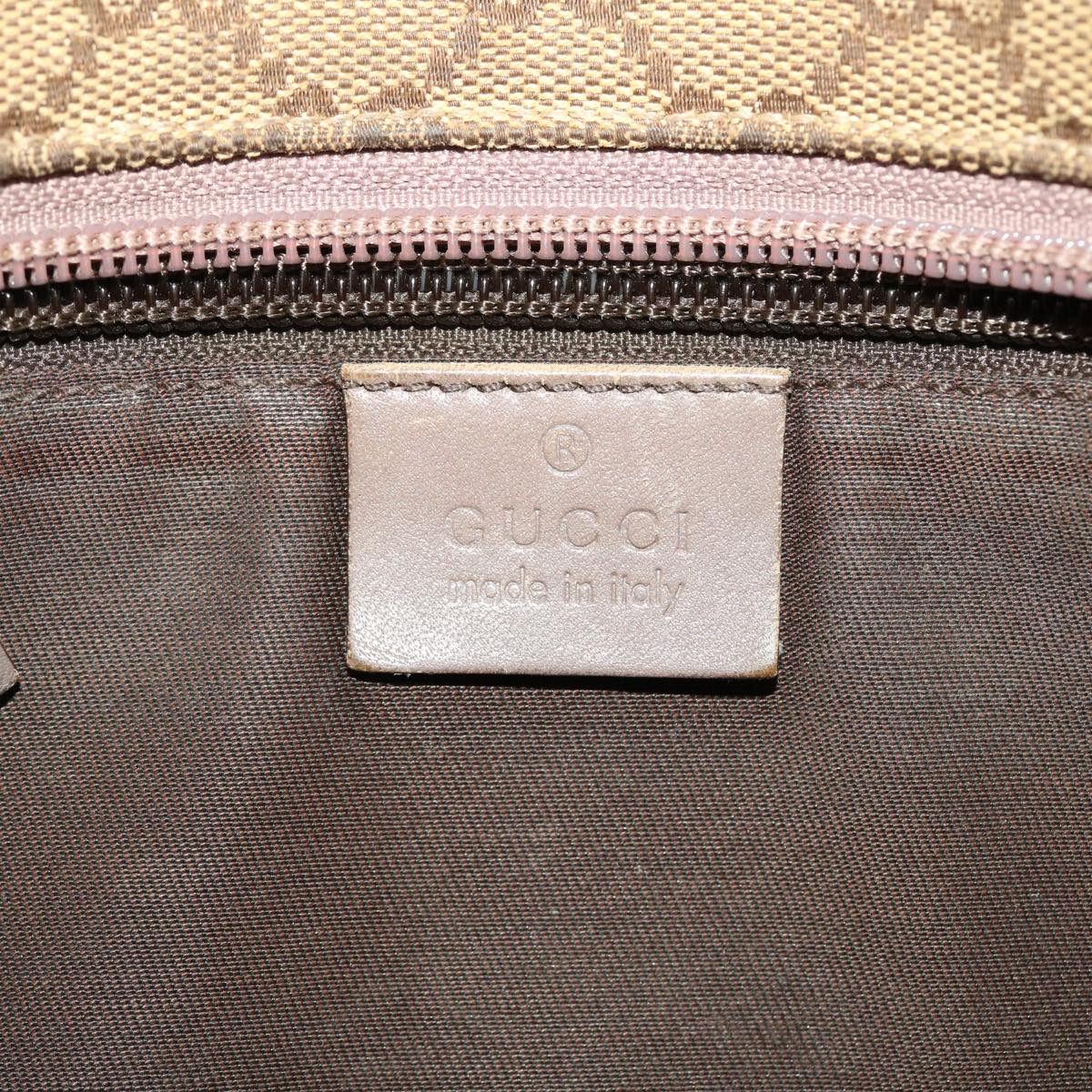 GUCCI GG Canvas Sherry Line Shoulder Bag Beige Pink Auth 49065