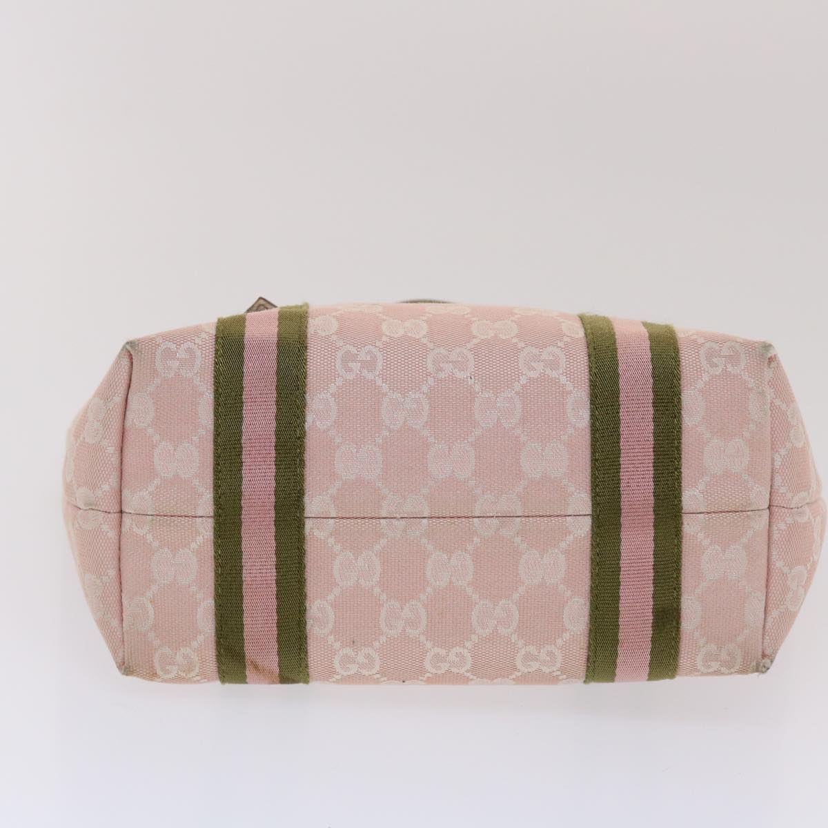 GUCCI GG Canvas Sherry Line Hand Bag Pink White Green Auth 49075