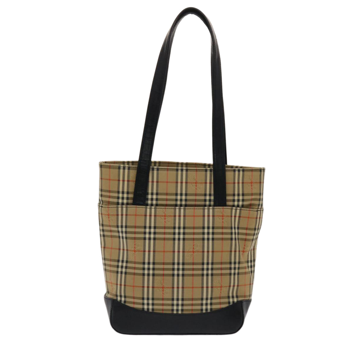 BURBERRY Nova Check Shoulder Bag Canvas Leather Beige Black Auth 49088