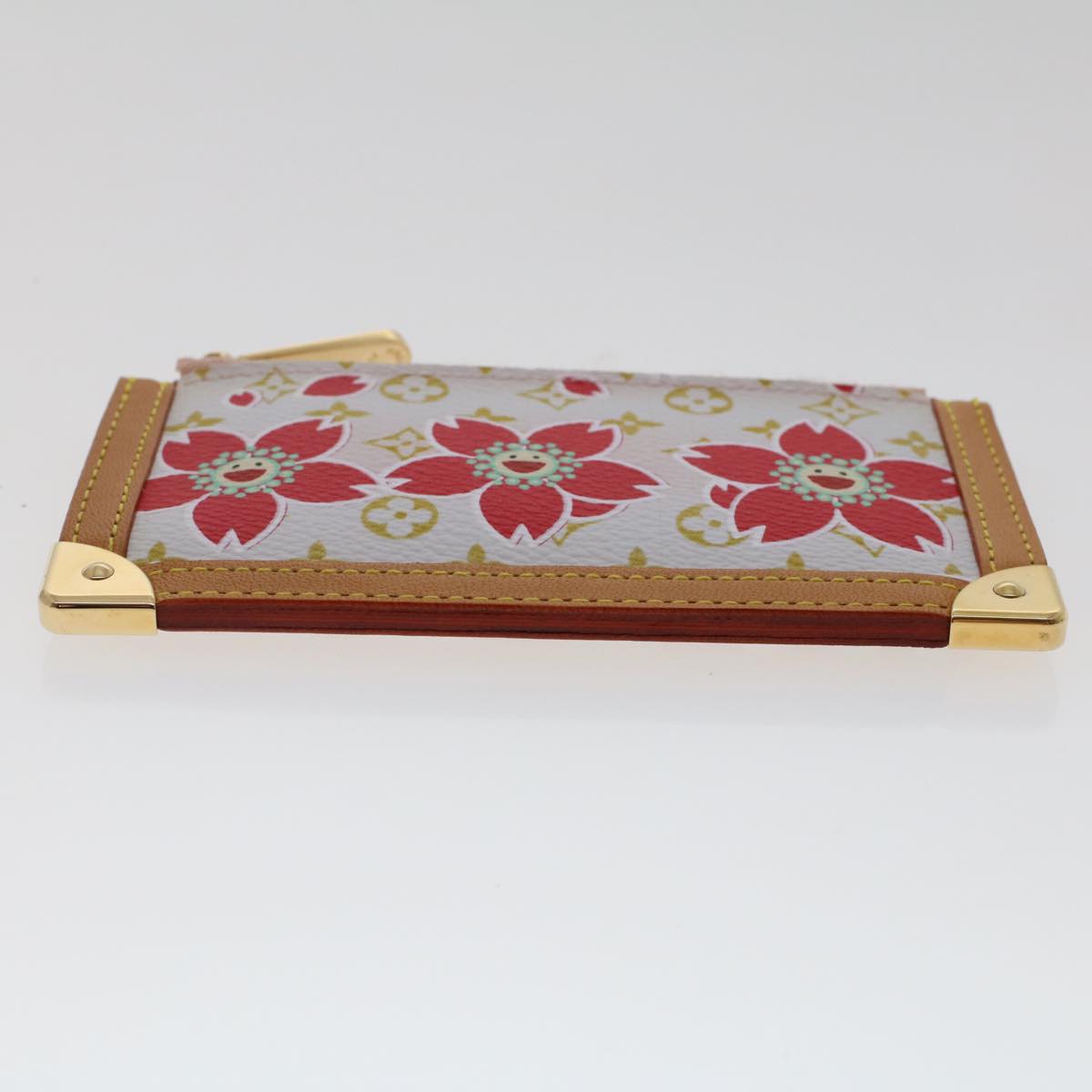 LOUIS VUITTON Monogram Cherry Blossom Pochette cree Coin Purse Red Auth 49216A