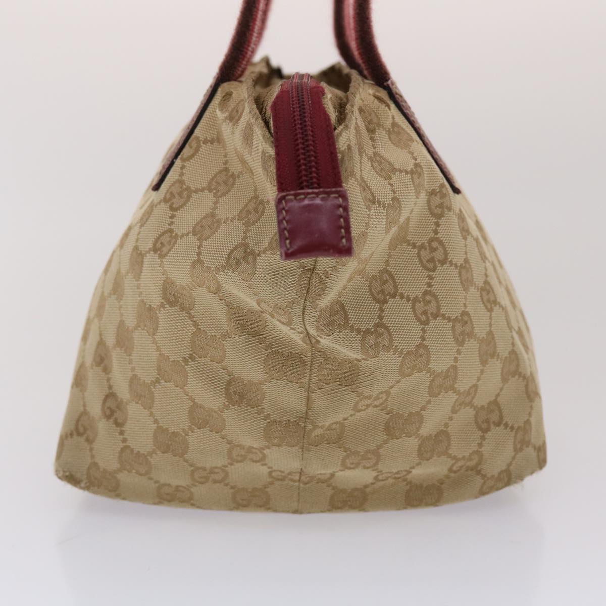 GUCCI GG Canvas Sherry Line Hand Bag Canvas Beige Red White 131228 Auth 49286