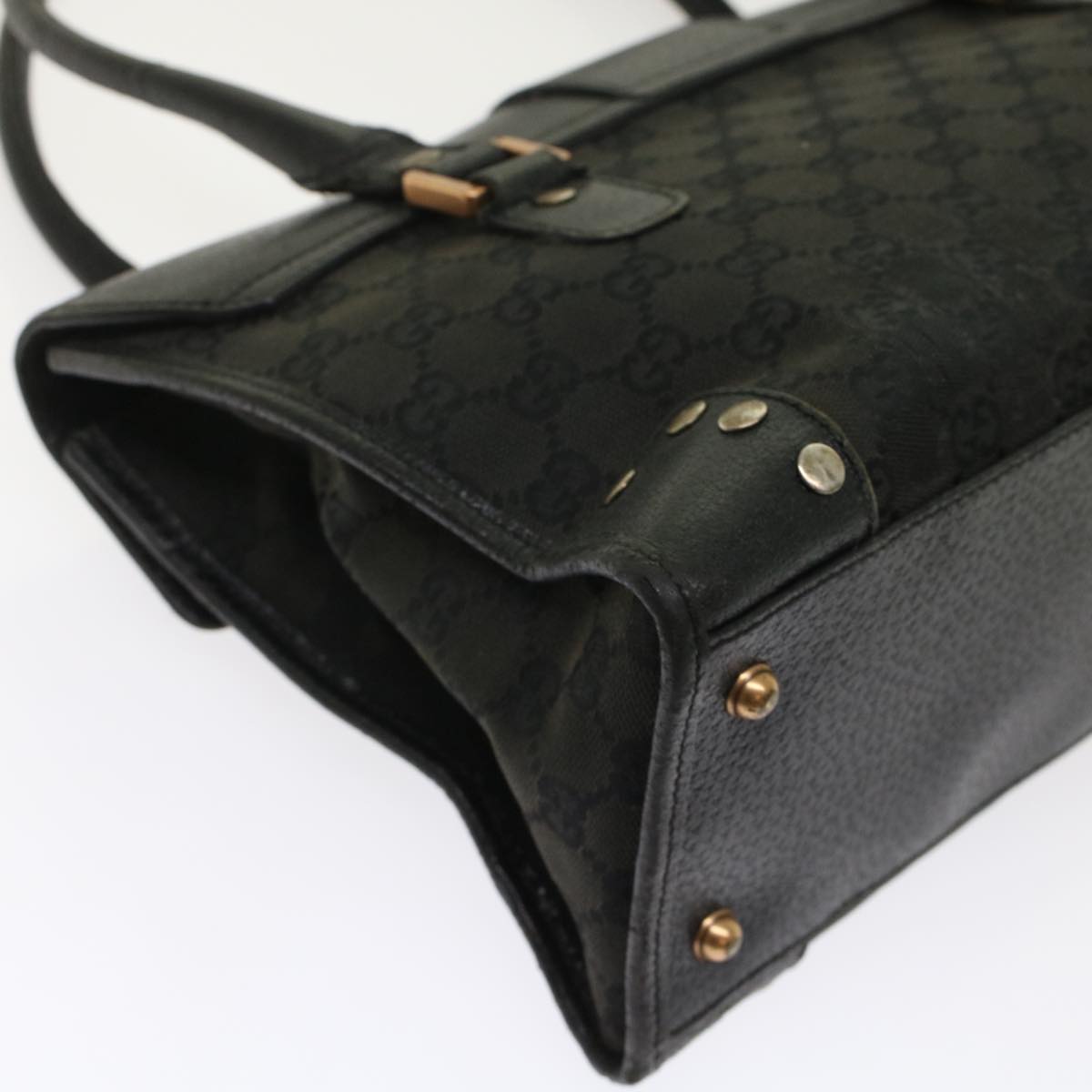 GUCCI GG Canvas Hand Bag Black Auth 49297