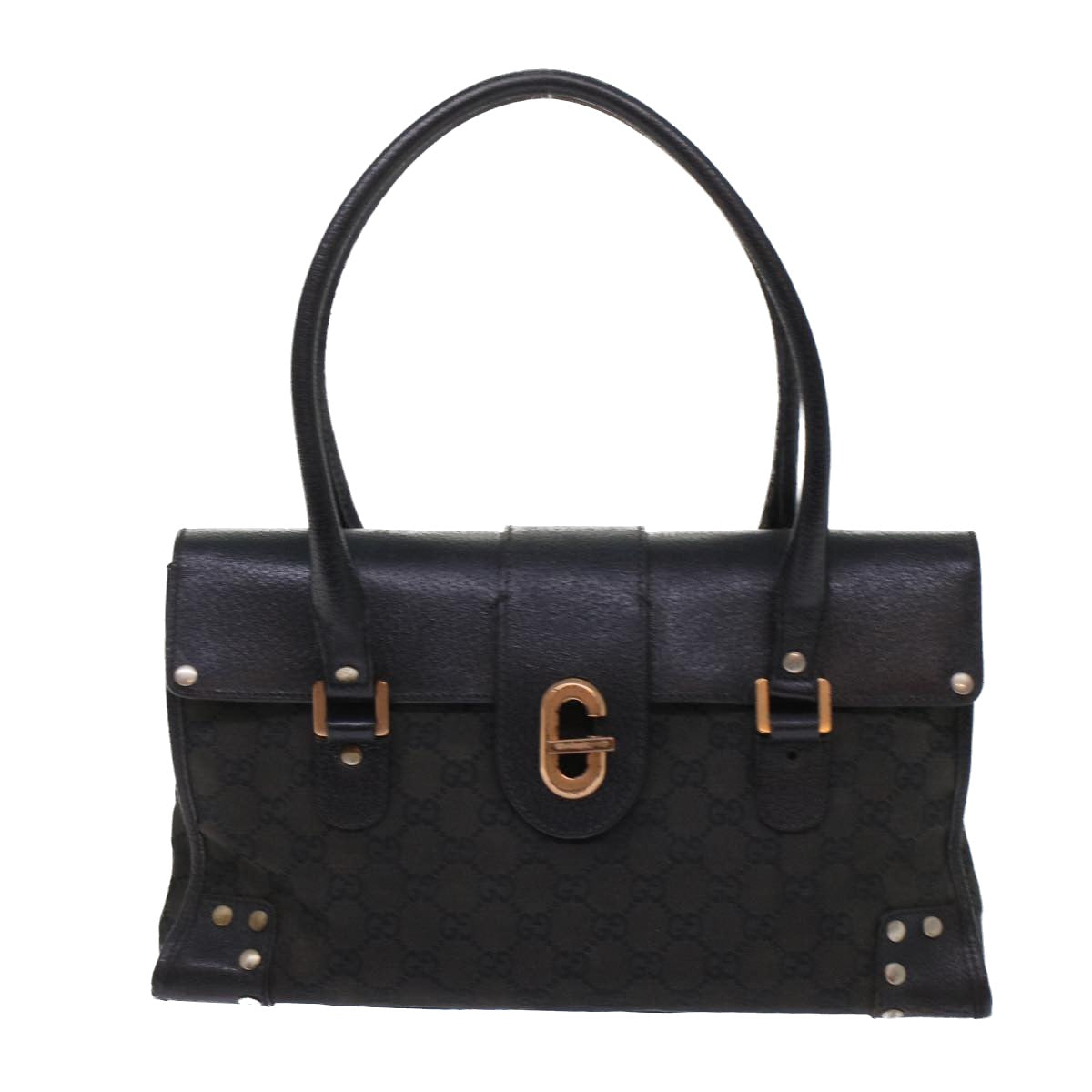 GUCCI GG Canvas Hand Bag Black Auth 49297