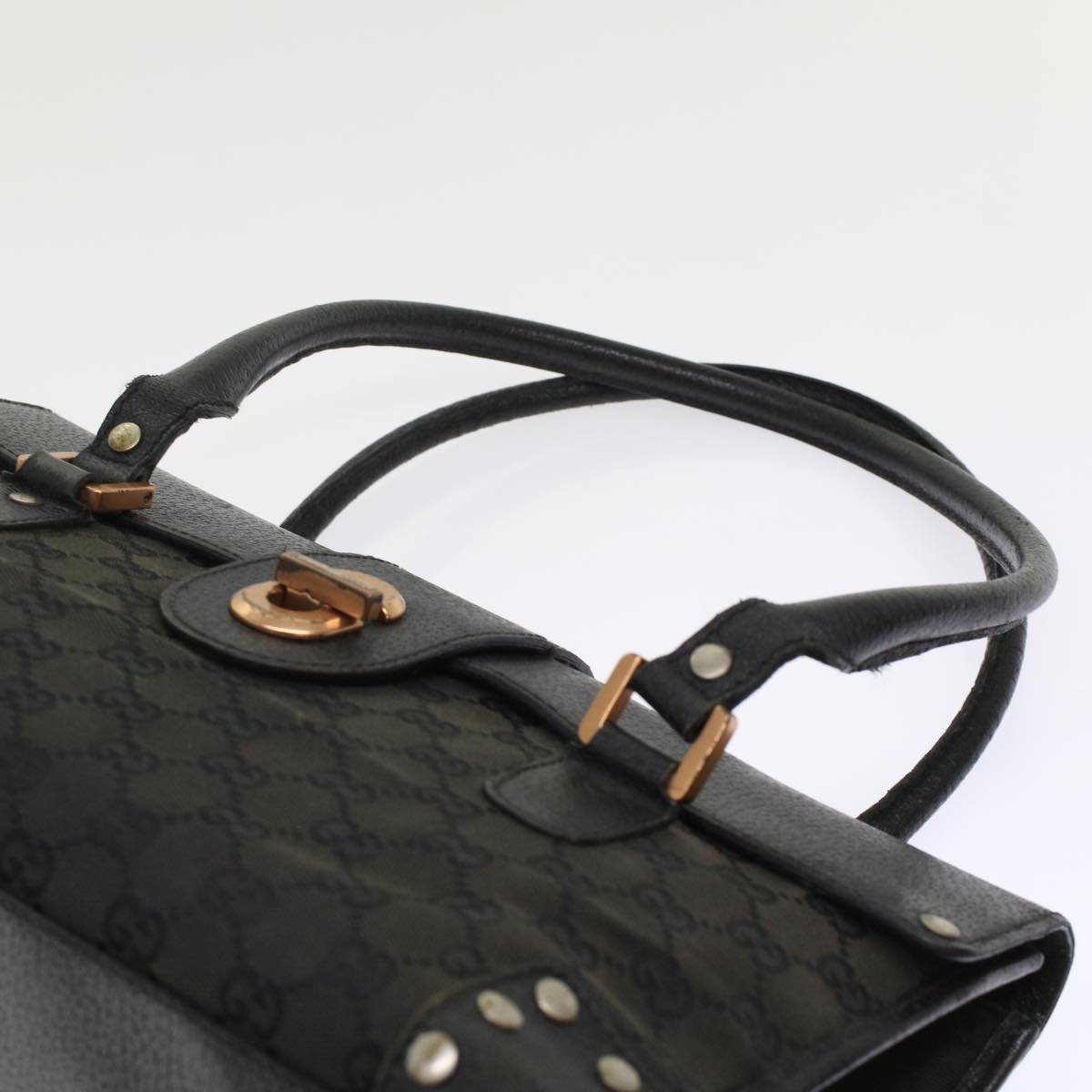 GUCCI GG Canvas Hand Bag Black Auth 49297