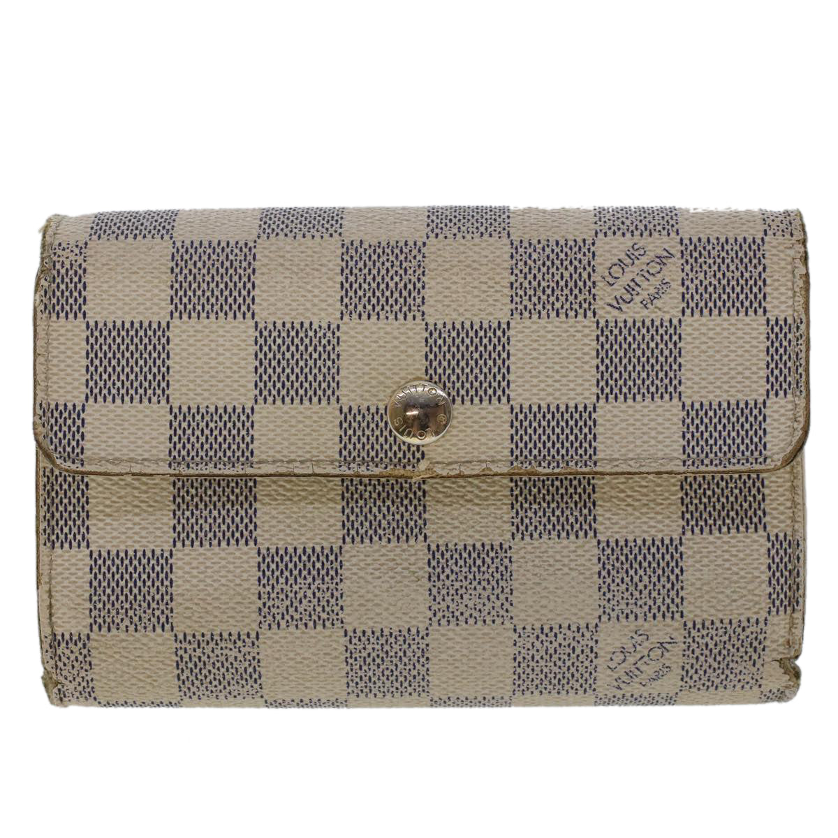 LOUIS VUITTON Damier Azur Portefeuille Alexandra Wallet N63068 LV Auth 49324