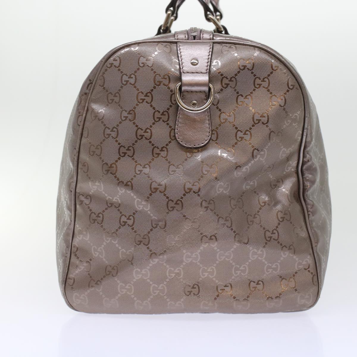 GUCCI GG Implement Canvas Boston Bag Coated Canvas 2way Gray 216484 Auth 49332