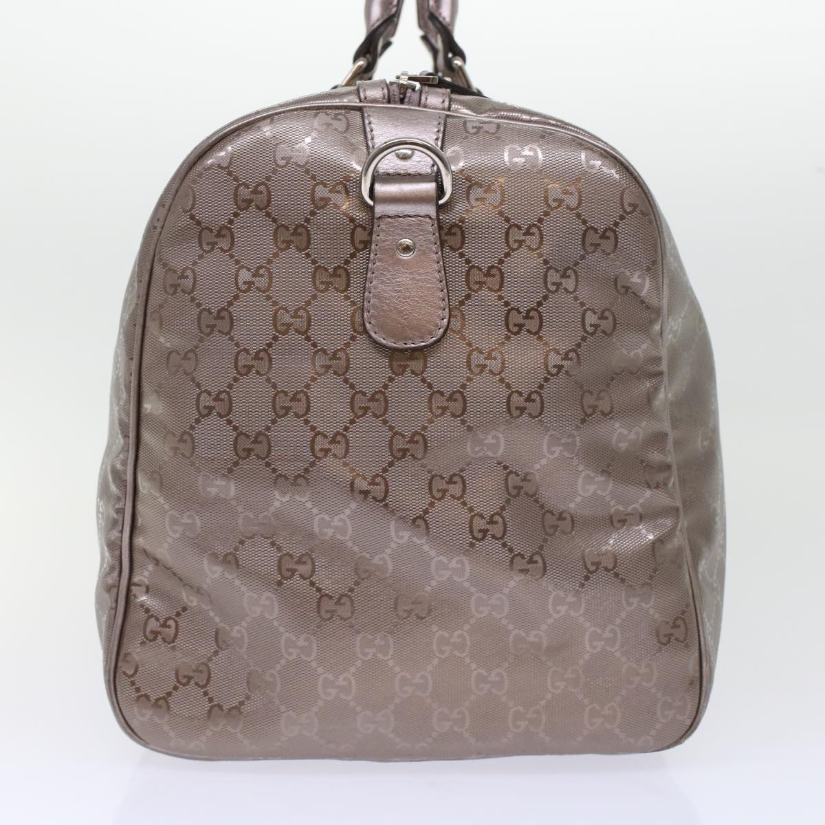 GUCCI GG Implement Canvas Boston Bag Coated Canvas 2way Gray 216484 Auth 49332