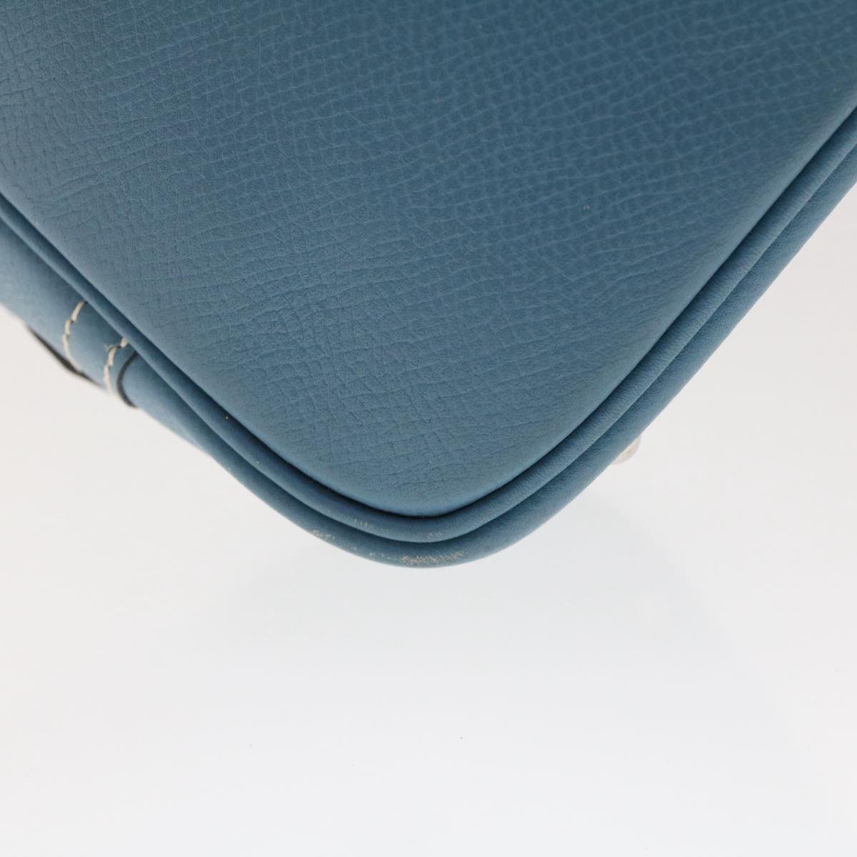 HERMES Purum 20 Hand Bag Leather Light Blue Auth 49423SAM