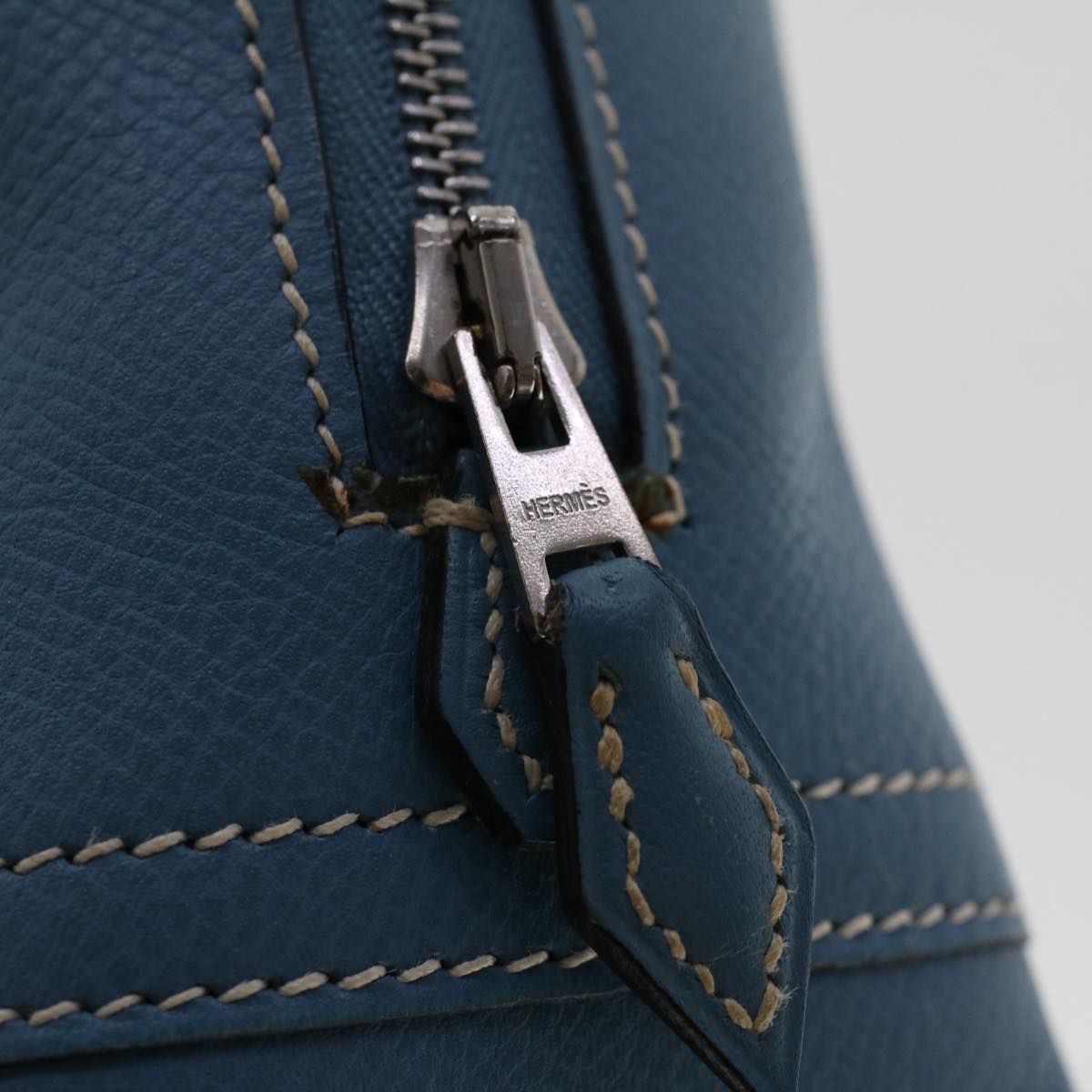 HERMES Purum 20 Hand Bag Leather Light Blue Auth 49423SAM