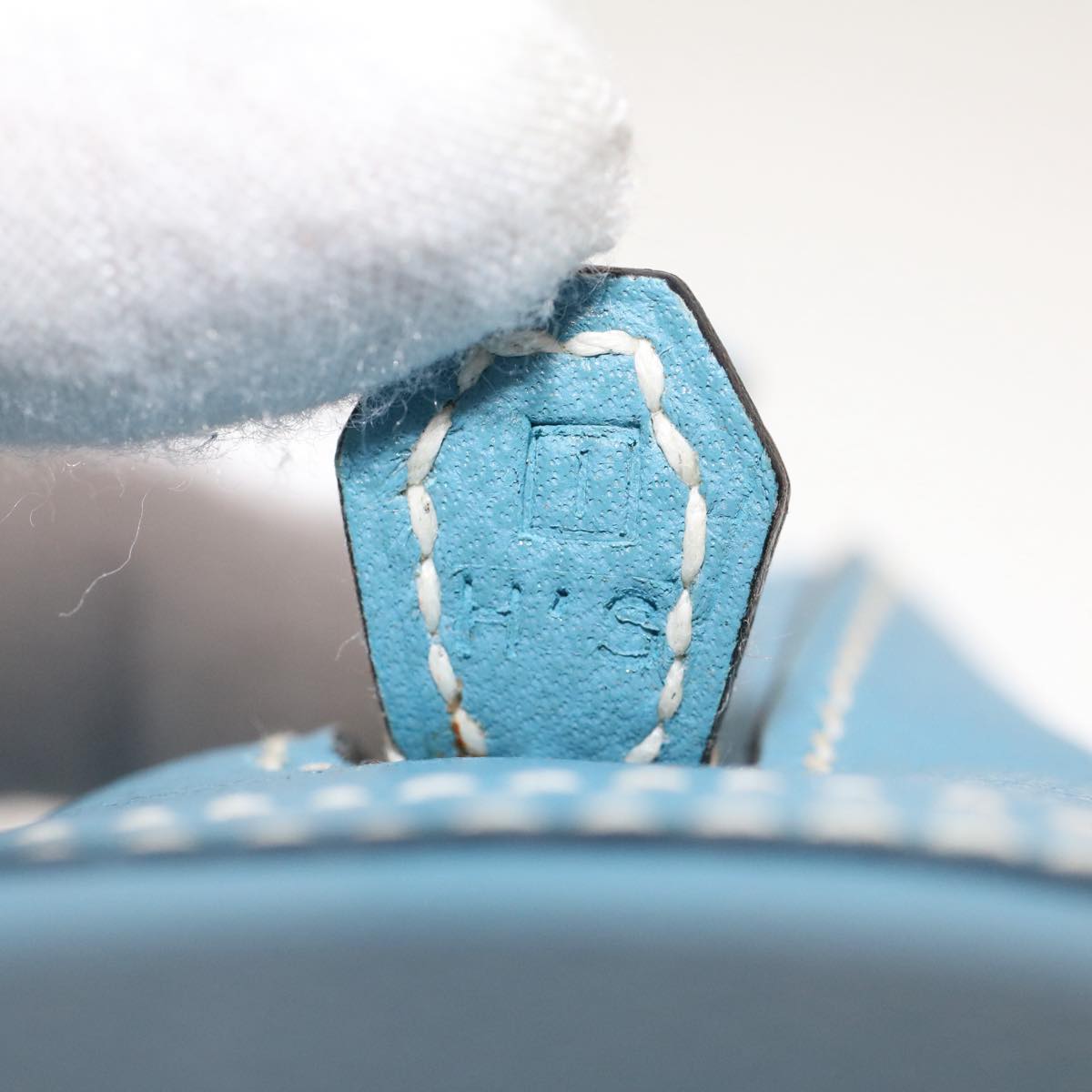 HERMES Purum 20 Hand Bag Leather Light Blue Auth 49423SAM