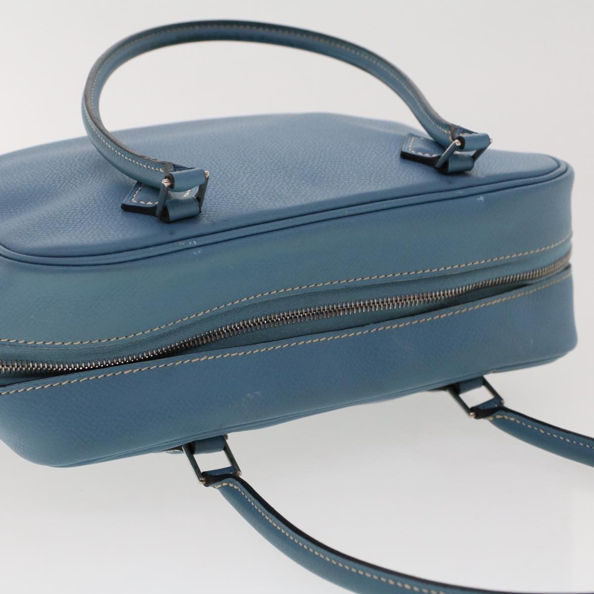 HERMES Purum 20 Hand Bag Leather Light Blue Auth 49423SAM
